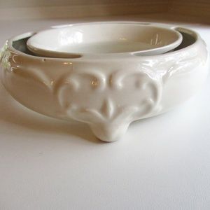 Vintage Ivory Footed Flower porcelain Centerpiece ring